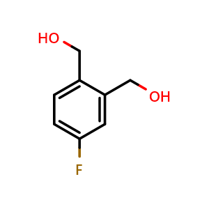 Chemical structure of [4-fluoro-2-(hydroxymethyl)phenyl]methanol , CAS 62558-08-1, AChemBlock AD268361