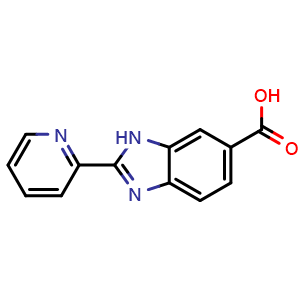 Chemical structure of 2-(Pyridin-2-yl)-1H-benzo[d]imidazole-6-carboxylic acid , CAS 669070-64-8, AChemBlock AD268363