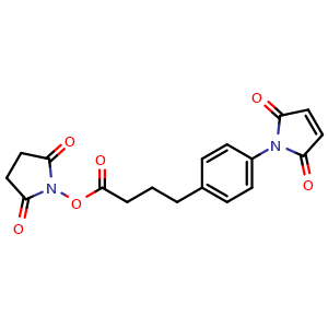 Chemical structure of N-Succinimidyl 4-(4-maleimidophenyl)butyrate , CAS 79886-55-8, AChemBlock AD268381