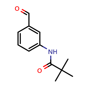 Chemical structure of N-(3-Formylphenyl)pivalamide , CAS 849663-51-0, AChemBlock AD268385
