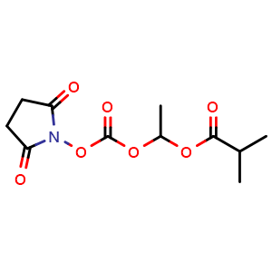 Chemical structure of 1-((((2,5-Dioxopyrrolidin-1-yl)oxy)carbonyl)oxy)ethyl isobutyrate , CAS 860035-10-5, AChemBlock AD268387