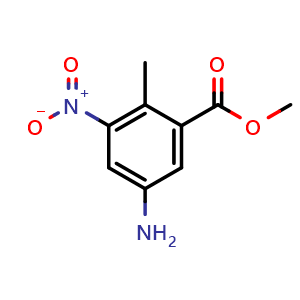 Chemical structure of 2-Methyl-3-nitro-5-aminobenzoic acid methyl ester , CAS 88132-48-3, AChemBlock AD268393