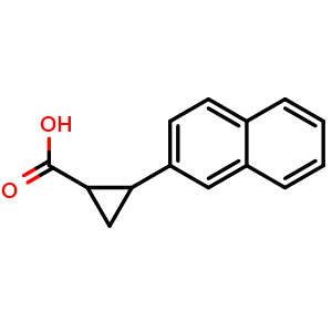 Chemical structure of 2-(Naphthalen-2-yl)cyclopropane-1-carboxylic acid , CAS 92254-08-5, AChemBlock AD268399