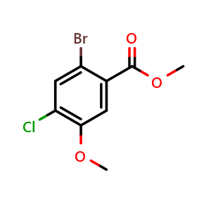 Chemical structure of Methyl2-bromo-4-chloro-5-methoxybenzoate , CAS 1138220-77-5, AChemBlock AD268419