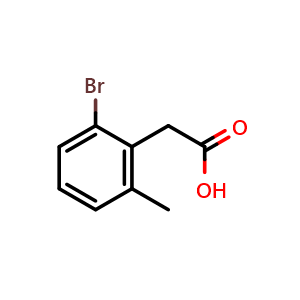 Chemical structure of 2-(2-Bromo-6-methylphenyl)acetic acid , CAS 1261681-73-5, AChemBlock AD268426