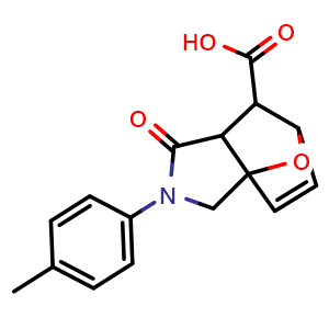 Chemical structure of 1-Oxo-2-(p-tolyl)-1,2,3,6,7,7a-hexahydro-3a,6-epoxyisoindole-7-carboxylic acid , CAS 14261-91-7, AChemBlock AD268434