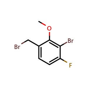 Chemical structure of 3-Bromo-4-fluoro-2-methoxybenzyl bromide , CAS 1935909-92-4, AChemBlock AD268450