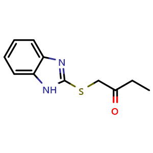 Chemical structure of 1-((1H-benzo[d]imidazol-2-yl)thio)butan-2-one , CAS 27784-38-9, AChemBlock AD268468