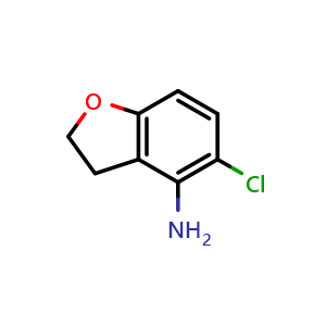 Chemical structure of 5-chloro-2,3-dihydro-1-benzofuran-4-amine , CAS 76093-76-0, AChemBlock AD268498