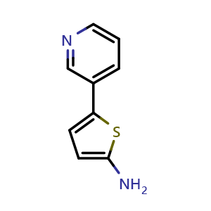 Chemical structure of 3-(2-Aminothien-5-yl)pyridine , CAS 837376-58-6, AChemBlock AD268502