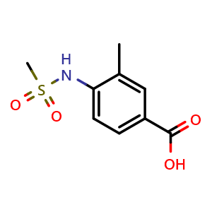 Chemical structure of 3-Methyl-4-(methylsulfonyl)aminobenzoic acid , CAS 892878-60-3, AChemBlock AD268510