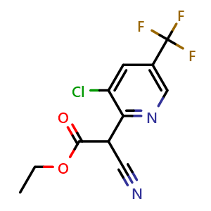 Chemical structure of Ethyl 2-3-Chloro-5-(trifluoromethyl)-2-pyridyl-2-cyano-acetate , CAS 923251-81-4, AChemBlock AD268513
