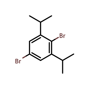 Chemical structure of 1,4-Dibromo-2,6-diisopropylbenzene , CAS 1349717-76-5, AChemBlock AD268532