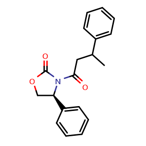Chemical structure of (4S)-4-Phenyl-3-(3-phenylbutanoyl)oxazolidin-2-one , CAS 146137-33-9, AChemBlock AD268535