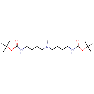 Chemical structure of tert-Butyl (4-((4-tert-Butoxycarbonylaminobutyl)methylamino)butyl)carbamate , CAS 2703782-19-6, AChemBlock AD268553