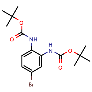 Chemical structure of 1,2-Di(tert-Butyloxycarbonylamino)-4-bromobenzene , CAS 471239-60-8, AChemBlock AD268562