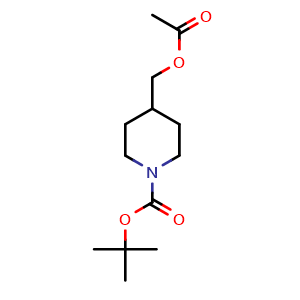 Chemical structure of tert-Butyl 4-(acetoxymethyl)piperidine-1-carboxylate , CAS 831169-50-7, AChemBlock AD268584