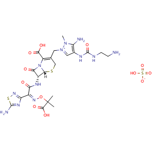Chemical structure of Ceftolozane sulfate , CAS 936111-69-2, AChemBlock AD268645