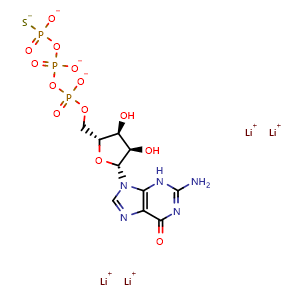 Chemical structure of GTPγS tetralithium , CAS 94825-44-2, AChemBlock AD268762