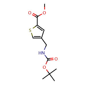 Chemical structure of Methyl 4-(((tert-butoxycarbonyl)amino)methyl)thiophene-2-carboxylate , CAS 1401555-47-2, AChemBlock AD268778