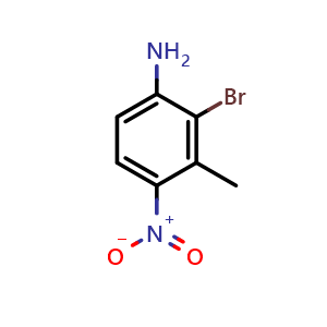Chemical structure of 2-Bromo-3-methyl-4-nitro-phenylamine , CAS 98203-18-0, AChemBlock AD268782