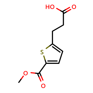 Chemical structure of 3-(5-(Methoxycarbonyl)thiophen-2-yl)propanoic acid , CAS 219853-73-3, AChemBlock AD268784