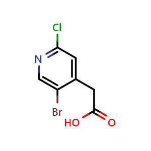 Chemical structure of 2-(5-Bromo-2-chloropyridin-4-yl)acetic acid , CAS 1227592-37-1, AChemBlock AD268793