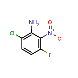 Chemical structure of 6-Chloro-3-fluoro-2-nitro-phenylamine , CAS 2091650-34-7, AChemBlock AD268797
