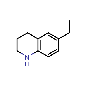 Chemical structure of 6-Ethyl-1,2,3,4-tetrahydroquinoline , CAS 953730-59-1, AChemBlock AD268810