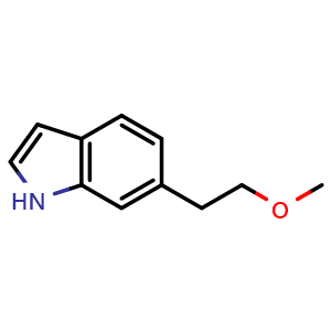 Chemical structure of 6-(2-methoxyethyl)-1H-indole , CAS 1928787-23-8, AChemBlock AD268843