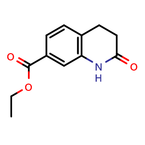 Chemical structure of ethyl 2-oxo-1,2,3,4-tetrahydroquinoline-7-carboxylate , CAS 697306-33-5, AChemBlock AD268845