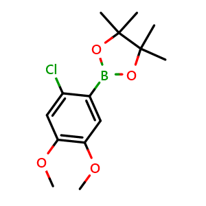 Chemical structure of 2-(2-chloro-4,5-dimethoxyphenyl)-4,4,5,5-tetramethyl-1,3,2-dioxaborolane , CAS 2862120-13-4, AChemBlock AD268847