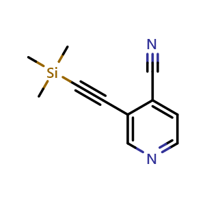 Chemical structure of 3-((trimethylsilyl)ethynyl)isonicotinonitrile , CAS 97308-51-5, AChemBlock AD268849