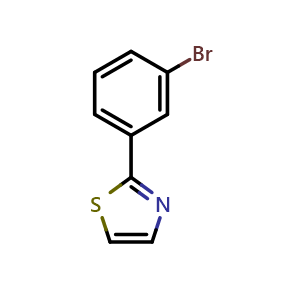 Chemical structure of 2-(3-bromophenyl)thiazole , CAS 30216-47-8, AChemBlock AD268851
