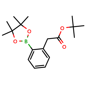 Chemical structure of tert-butyl 2-(2-(4,4,5,5-tetramethyl-1,3,2-dioxaborolan-2-yl)phenyl)acetate , CAS 2834088-62-7, AChemBlock AD268852