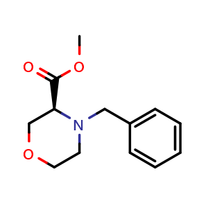 Chemical structure of Methyl (3S)-4-(phenylmethyl)-3-morpholinecarboxylate , CAS 1235387-14-0, AChemBlock AD268859