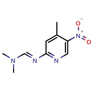 Chemical structure of (E)-N,N-Dimethyl-N'-(4-methyl-5-nitropyridin-2-yl)formimidamide , CAS 2230820-22-9, AChemBlock AD268895