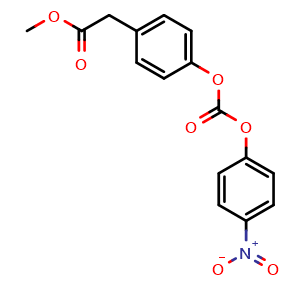 Chemical structure of Methyl 2-(4-(((4-nitrophenoxy)carbonyl)oxy)phenyl)acetate , CAS 2412990-13-5, AChemBlock AD268903