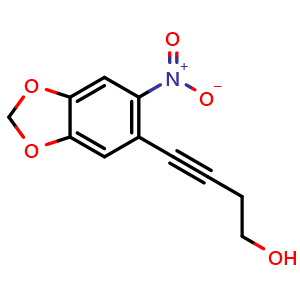 Chemical structure of 4-(6-Nitrobenzo[d][1,3]dioxol-5-yl)but-3-yn-1-ol , CAS 2535525-16-5, AChemBlock AD268904