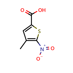 Chemical structure of 4-Methyl-5-nitro-2-thiophenecarboxylic acid , CAS 36034-99-8, AChemBlock AD268906