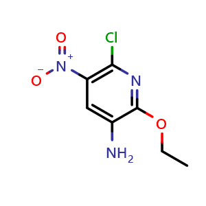 Chemical structure of 6-Chloro-2-ethoxy-5-nitropyridin-3-amine , AChemBlock AD268909