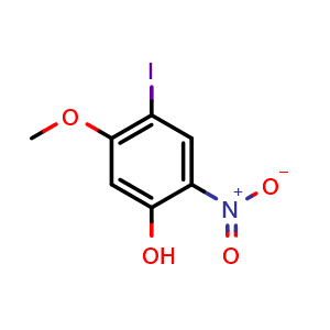 Chemical structure of 4-Iodo-5-methoxy-2-nitrophenol , AChemBlock AD268925