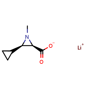 Chemical structure of Lithium(2R,3R)-3-cyclopropyl-1-methylaziridine-2-carboxylate , CAS 2864383-31-1, AChemBlock AD268941