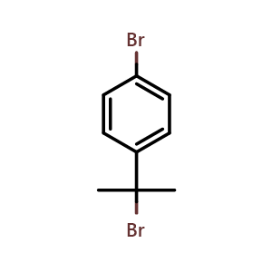 Chemical structure of 1-Bromo-4-(2-bromopropan-2-yl)benzene , CAS 61776-65-6, AChemBlock AD268956