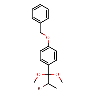 Chemical structure of 1-(Benzyloxy)-4-(2-bromo-1,1-dimethoxypropyl)benzene , AChemBlock AD268957