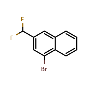 Chemical structure of 1-Bromo-3-(difluoromethyl)naphthalene , CAS 1261491-86-4, AChemBlock AD268963