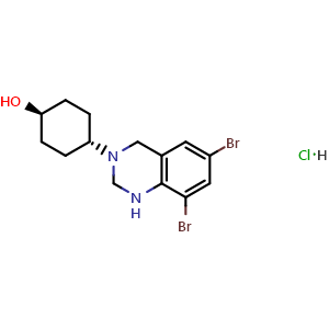 Chemical structure of trans-4-(6,8-Dibromo-1,2-dihydroquinazolin-3(4H)-yl)cyclohexanol hydrochloride , CAS 15942-08-2, AChemBlock AD268964