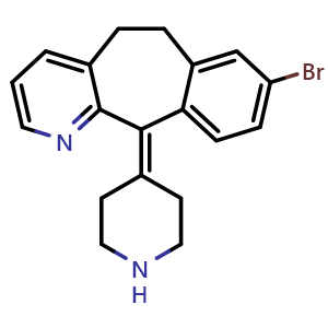 Chemical structure of 8-Bromo-6,11-dihydro-11-(4-piperidinylidene)-5H-benzo[5,6]cyclohepta[1,2-b]pyridine , CAS 117796-50-6, AChemBlock AD268976