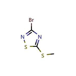 Chemical structure of 3-Bromo-5-(methylthio)-1,2,4-thiadiazole , CAS 36955-33-6, AChemBlock AD268986