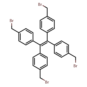 Chemical structure of 1,1,2,2-Tetrakis(4-(bromomethyl)phenyl)ethene , CAS 67448-47-9, AChemBlock AD268987